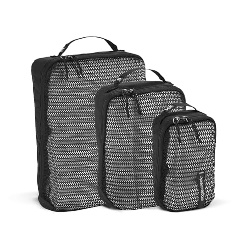 Eagle Creek Pack-It Reveal Packing Cubes Set - Durable, Ultra-Lightweight and Water-Resistant Ripstop Fabric Suitcase Organizers with Mesh Windows, Black