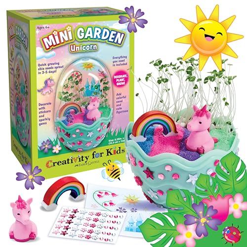 Creativity for Kids Mini Garden: Magical Unicorn Terrarium Kit - Unicorn Gifts for Girls, Kids Crafts and Unicorn Toys Ages 6-8+,Unique Gifts for Kids