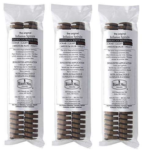 American Oak Infusion Spirals Medium Toast - Oak Spirals for Aging Whiskey, Wine, Brandy, or Spirits in the Bottle - Oak Bottle Spiral by FastRack - 8' Long, 6-pc