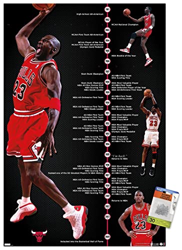 Michael Jordan - Timeline Wall Poster with Pushpins Officially Licensed