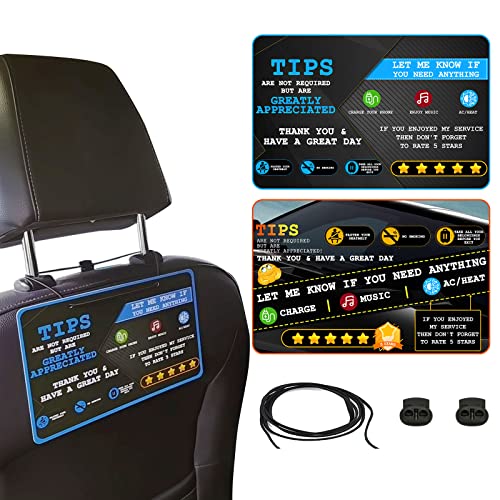Aolamegs Rideshare Accessories Rating 5 StarsTippingTips Sign Perfect Accessory for Taxi Rating Appreciation Signs 9 * 6'' (2 Pack)