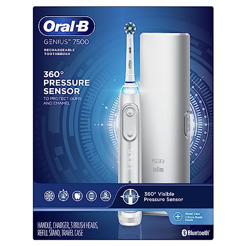Oral-B 7500 Electric Toothbrush with Replacement Brush Heads and Travel Case, White