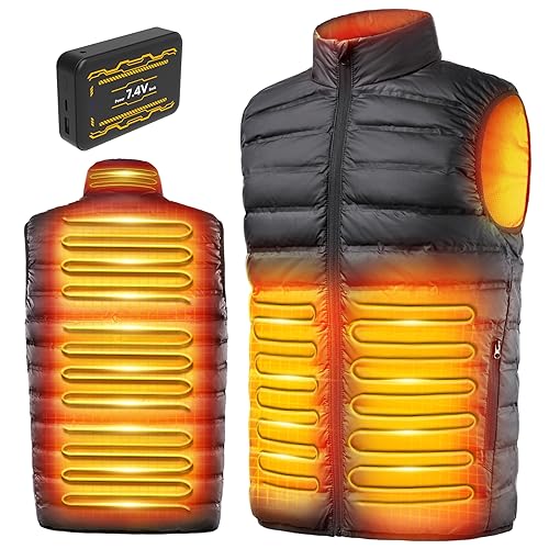 LABCOOL Heated Vest for Men Women with 25000mAh Power Pack Included, 7.4V Down Jacket, Rechargeable Warm Vest