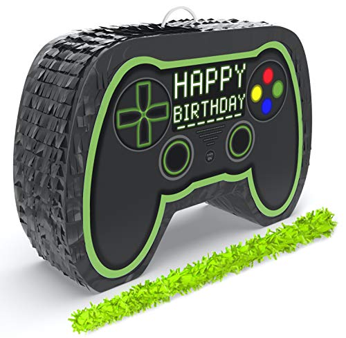 Video Game Controller Pinata (Small Stick Included) 17.5”x11”x 3.7” Perfect for Birthday Gamer Parties, Party Decor, Gaming theme parties and other Decorations- By Jergrim