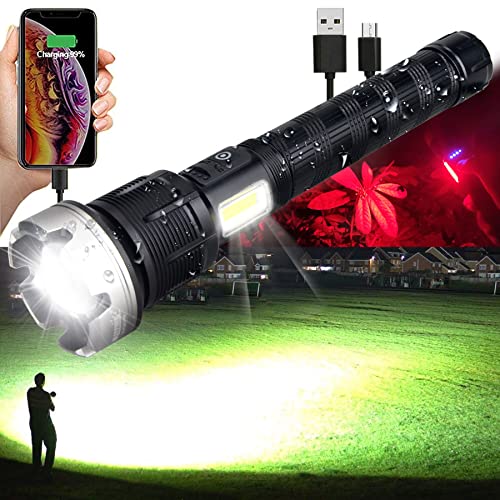 Rechargeable Flashlights High Lumens 2000000 Zoomable 2023 Best Floodlight Spotlight Strobe Light Lanterns World's Brightest Flashlight for Outdoor Emergencies Camping Fishing Power Outage Cars