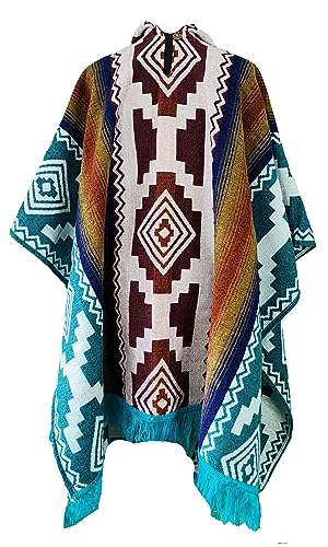 Alpaca World Alpaca ponchos for men and women handmade with the best baby alpaca wool material by Ecuadorian artisans | Wrap yourselft in Alpaca Confort (Turcoise, Brown, Beige, Variety)