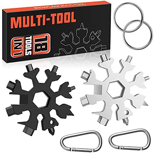 Stocking Stuffers Gifts for Men Dad, 2 Pack 18 in 1 Snowflake Multitool Christmas Birthday Gifts for Mens Grandpa Dad Son, Tool Gadgets
