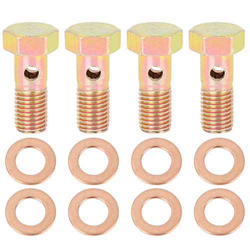 X AUTOHAUX 4 Sets M8x1.0mm Metric Thread Banjo Bolts Brake Fitting Adapter with M8 Washers