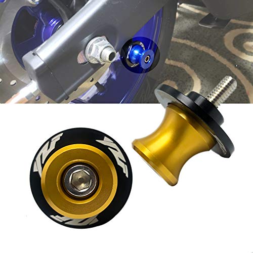YIMOTO 6MM M6x1.5 Motorcycle Swing arm Sliders Spools CNC Swing Arm Stand Screws 2PCS for Yamaha YZF R1 R3 R6 R25 R125 R6S 600R 750R (Gold)