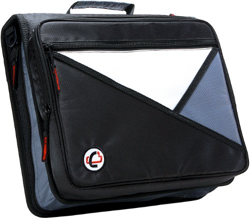 Case-it The Universal Zipper Binder - 2 Inch O-Rings - Padded Pocket that holds up to 13 Inch Laptop/Tablet - Multiple Pockets - 400 Page Capacity - Comes with Shoulder Strap - Black LT-007