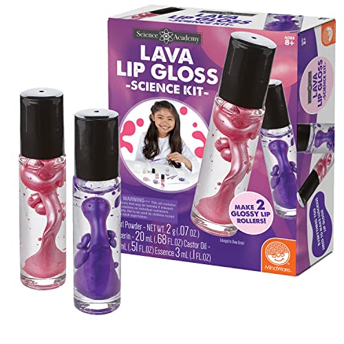 MindWare Science Academy Lava Lip Gloss Kit- Kit Includes 16pcs to Teach Kids & Teens Cosmetic Chemistry - Make and Test Easy DIY Lip Gloss