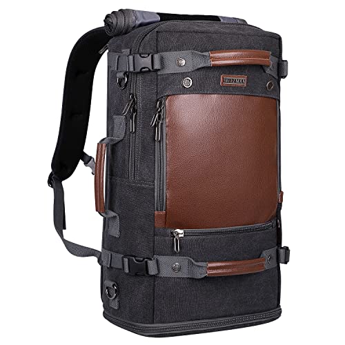 WITZMAN Travel Backpack for Men Women Carry on Luggage Backpack Canvas Duffel bag with Shoe Compartment 22.5 inch（A2021 big size black）