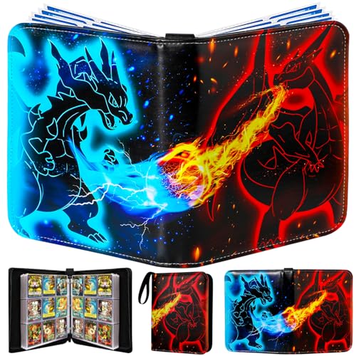 Card Binder Trading Cards album With 50 Sleeves,9-Pocket Card Book Holder Fits 900 Cards for 3inches photo,TCG Game Cards Collection, Sports Trading Cards Collector Album Gift for child (900cards)