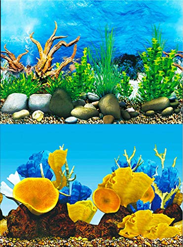 ELEBOX Aquarium Background Sticker Paper 3D Double-Sided Wallpaper Fish Tank Decorative Pictures Underwater Backdrop Image Decor 16'x 40'