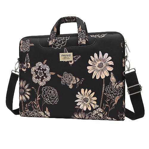 MOSISO Laptop Bag for Women, 15 inch Computer Bag Compatible with MacBook, HP, Dell, Lenovo, Asus, Notebook, 15.6 inch Laptop Shoulder Bag Carrying Messenger Sleeve with Strap, Vintage Floral