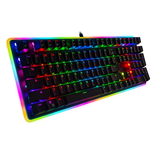Rosewill Mechanical Gaming Keyboard, RGB LED Glow Backlit Computer Mechanical Switch Keyboard for PC, Laptop, Mac, Software Customizable - Professional Gaming Blue Mechanical Switch