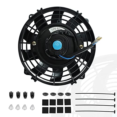 7' inch Universal Slim Fan Push Pull Electric Radiator Cooling 12V Mount Kit Black