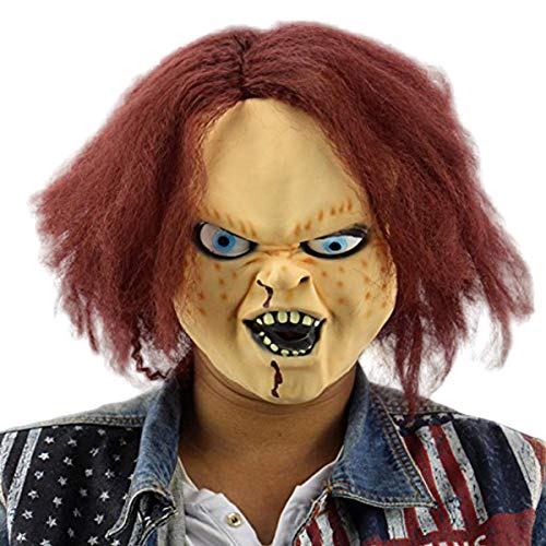 Scary Halloween Mask Creepy Halloween Mask For Kids Latex Horror Masks for Adult Play Chucky Action Figures Masquerade Halloween Costume Accessories Party Bar Supply for Men Child Kid Boys Girls Women