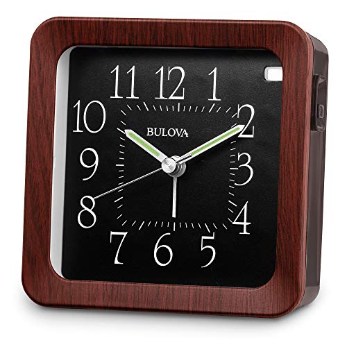 Bulova B1870 Manor Alarm Clock, Brown Woodgrain