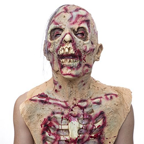 MOLEZU Scary Walking Dead Zombie Head Mask Latex Creepy Halloween Costume Horror Bloody Adult Halloween Decoration Props