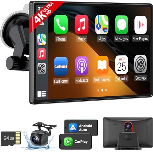 9' Wireless Apple CarPlay Android Auto Screen - 4K Dash Cam, GPS Navigation, HD Touchscreen, AirPlay, 1080P Backup Camera, Car Stereo - by Jataza