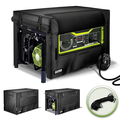 GUYISS Generator covers heavy duty waterproof, Generator running cover with windproof elastic cord and visual operation window, 32 'Lx24 'Wx24 'H For most 5000-10000W frame type generators, tear resistant, black（Patent）