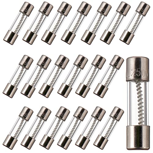 BOJACK T2AL250V 5x20mm 2A 250V Slow Blow Fuses 2 amp 250 Volt 0.2 x 0.78 Inch Glass Tube Time-delay Fuses(Pack of 20 Pcs)