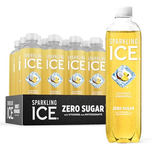 Sparkling Ice, Coconut Pineapple Sparkling Water, Zero Sugar Flavored Water, with Vitamins and Antioxidants, Low Calorie Beverage, 17 fl oz Bottles (Pack of 12)