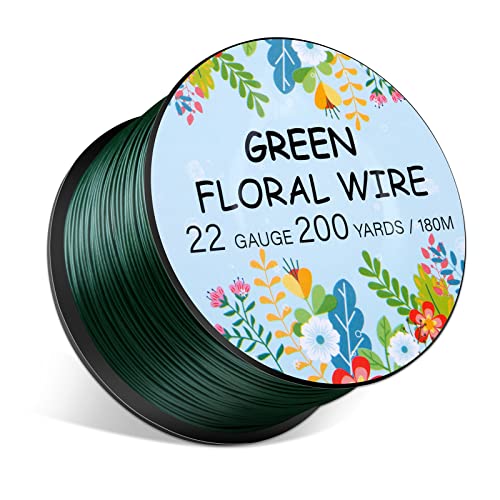 Floral Wire 22 Gauge Flower Wire for Craft, 200 Yards Green Flexible Paddle Florist Wire for Flower, Green Florist Wire Christmas Wreaths Tree, Garland Floral Flower Arrangements, and Wreath Frame