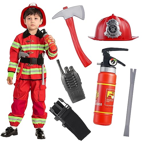 Spooktacular Creations Child Unisex Red Fireman Costume for Halloween dress up-3T