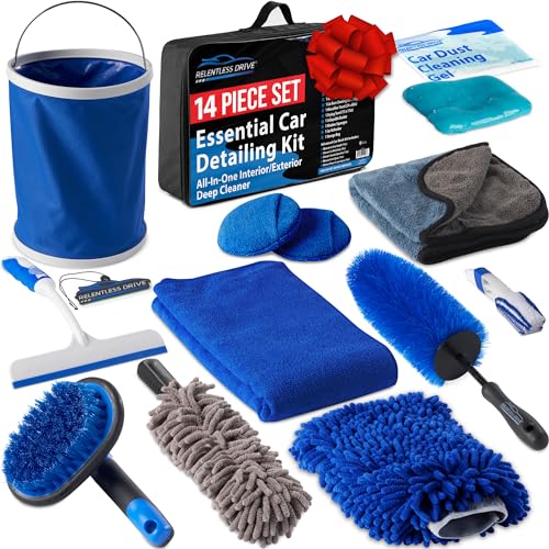 Relentless Drive Car Detailing Kit - Car Wash Kit, Car Cleaning Kit, Car Washing Kit, Car Detailing Supplies, Car Detailing Kit Interior Cleaner, Car Gifts for Men, Gifts for Car Guys, Car Care Gift