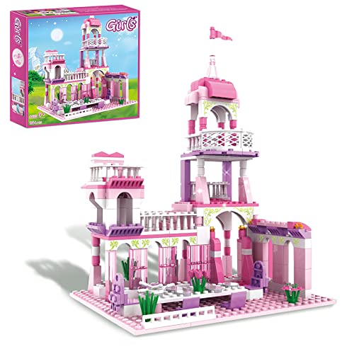 COGO MAN Girls Princess Castle Building Blocks Toys Pink Palace King's Banquet Bricks Toys for Girls 6-12 Construction Play Set Educational Toys for Kids 254 PCS