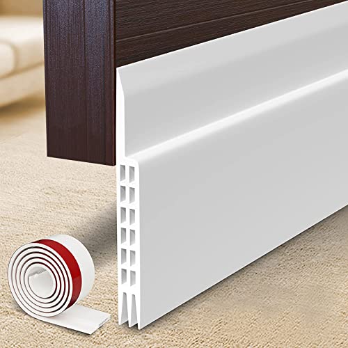 [New Upgrade] Huge Gap Door Draft Stopper, 3.4' W Widened Door Sweep Seal Gap Up to 1.8' for Interior & Exterior Doors - Keeping Draft, Noise, Dust and Unwanted Animals Out,3.4' W x 39' L,White