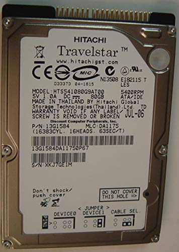 Hitachi Travelstar 5K100 80GB UDMA/100 5400RPM 8MB 2.5' IDE Hard Drive