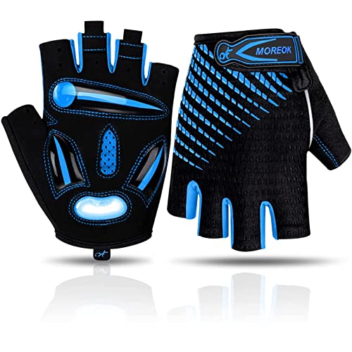 BIKINGMOREOK Cycling Gloves Bike Gloves for Men Women,Breathable Bicycle Gloves,5MM Gel Pads Mountain Bike Gloves,Non-Slip DH Road MTB Biking Gloves for Cycling,Workout Sports-Blue-M