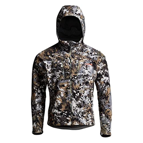 SITKA Gear Men's Stratus Windstopper Water Repellent Ultra-Quiet Fleece Hunting Jacket with Removable Hood, Elevated II, X-Large