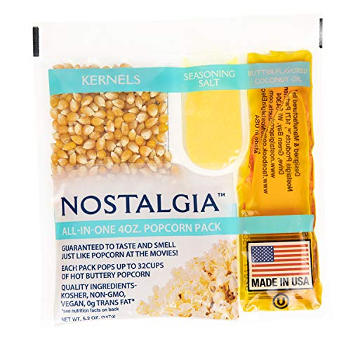 Nostalgia KPP424 Best Tasting Premium 4-Ounce Popcorn, Oil & Seasoning Salt All-In-One Packs - 4 Ounce (Pack of 24)