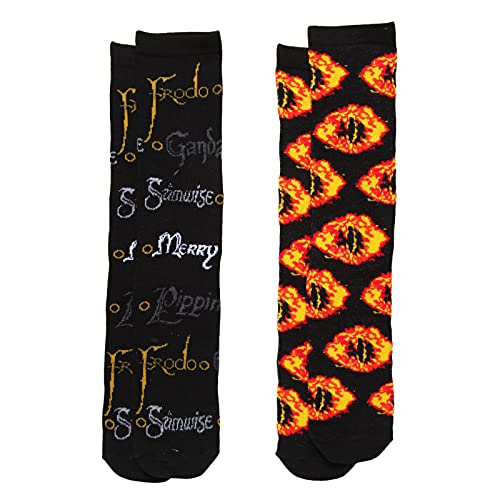 Hypnotic Hats Lord of the Rings FRODO & Eye of Sauron 2-pack Adult Crew Socks- Size 6-12