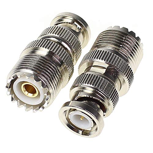 exgoofit BNC Male to UHF Female PL259 Female to BNC Male SO-239 RF Coaxial Coax Adapter 2Pcs