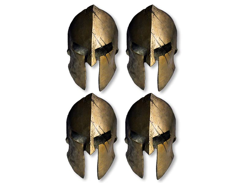 4-Pack Small Spartan Helmet Shaped Bronze Stickers (Vinyl Gun 2nd Amendment Decal for Cars, Trucks, Laptops, and Coolers 2 x 1 inch)