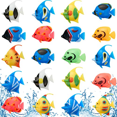 Weewooday 20 Pieces Artificial Moving Fishes Plastic Floating Fishes Lifelike Fish Ornament Aquarium Decorations for Fish Tank (Random Style)