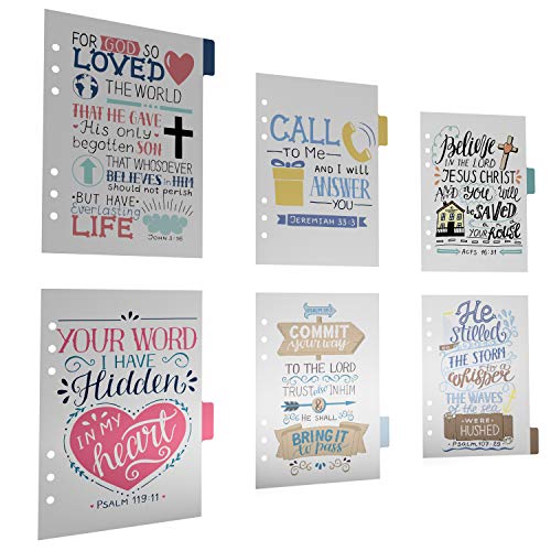 Discagenda 6 Section Dividers Plastic Durable with Bible Verses for Faith Journal for Planner Personal Organizer (A5 / Junior Size (5.8x8.3in), Ringbound)
