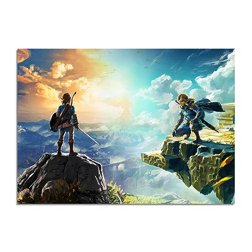 NESTLDEC Gaming Poster The Legend of Zelda Breath of The Wild and Tears of the Kingdom Poster Video Game HD Print on Canvas Painting Wall Art for Living Room Decor Boy Gift 12x16.5inch (Unframed)