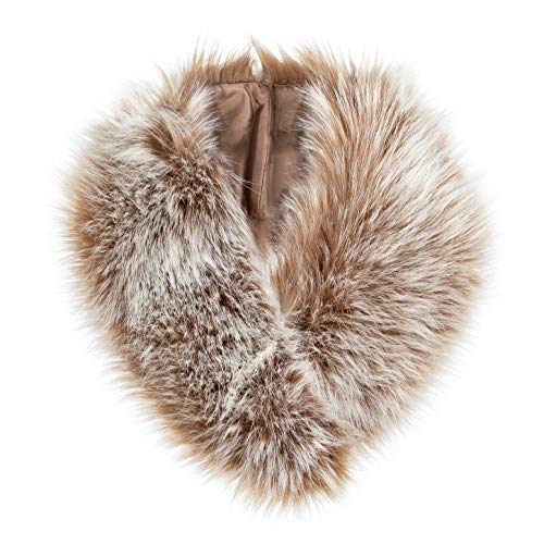Futrzane Classic Collar - Detachable Faux Fur Scarfs for Women - Shawl for Coat (Light Brown Classic)