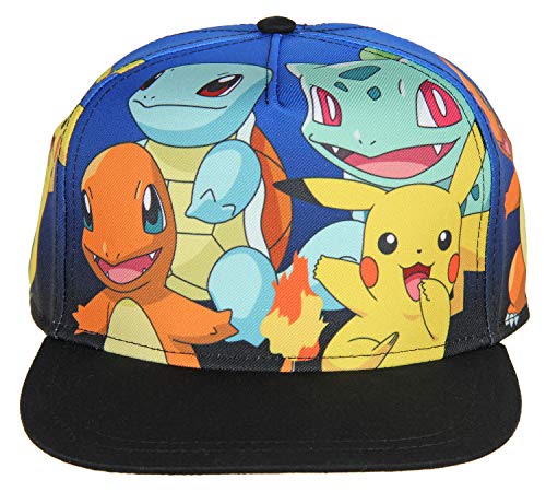 Pokemon The Original Starters Group Blue Gradient Youth Snapback Cap