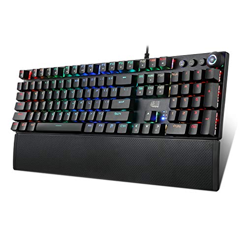 Adesso RGB Programmable Mechanical Gaming Keyboard with Detachable Magnetic Palmrest, 108 Keys, Black