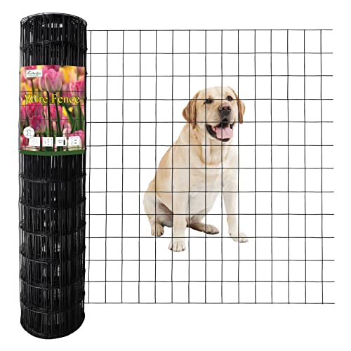 FOREHOGAR Black PVC Coated Welded Wire Fence 36 Inch x 50 Foot, 2 Inch x 3 Inch 16GA, Garden Border Fencing Roll Vinyl Coating Metal Wire Mesh for Yard Vegetable Plant Protection Poultry Netting