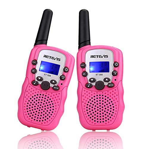 Retevis RT388 Walkie Talkies for Kids,Kids Toys Long Range 2 Way Radio,Kids Walkie Talkie for Birthday Gifts Outdoor Camping Family Trip(Pink 1 Pair)