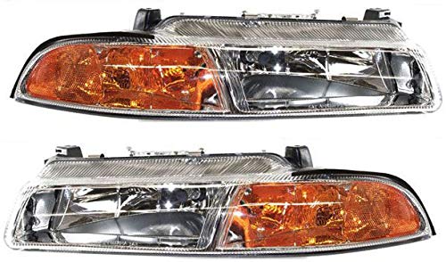 Evan-Fischer Headlight Set Compatible with 1995-2000 Dodge Stratus Chrysler Cirrus Left Driver and Right Passenger Side Halogen With bulb(s)