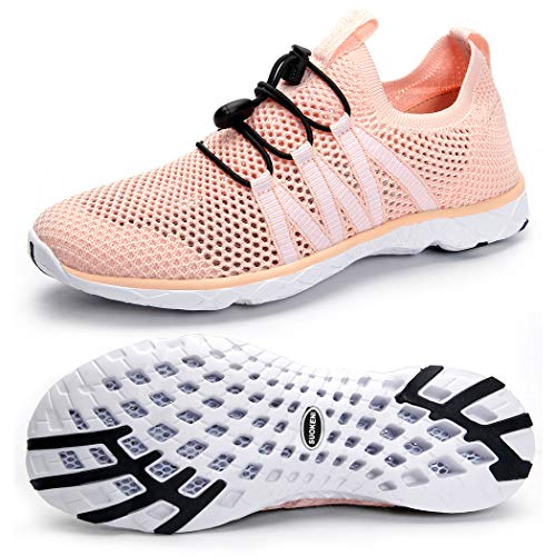 SUOKENI Women's Quick Drying Slip On Water Shoes for Beach or Water Sports Orange Pink,Size:US 6/EU 36
